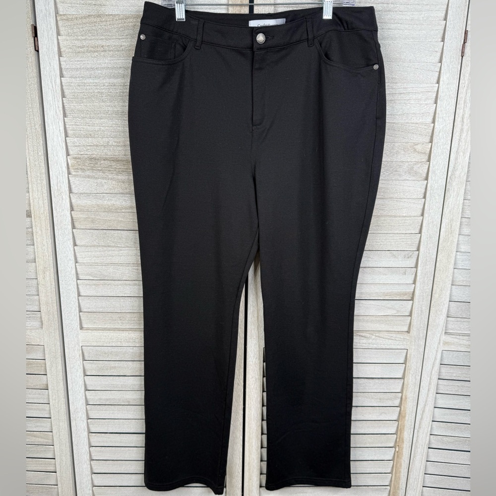 CROFT & BARROW Women's Black Straight Leg 5 Pocket Stretchy Pants-16 Short